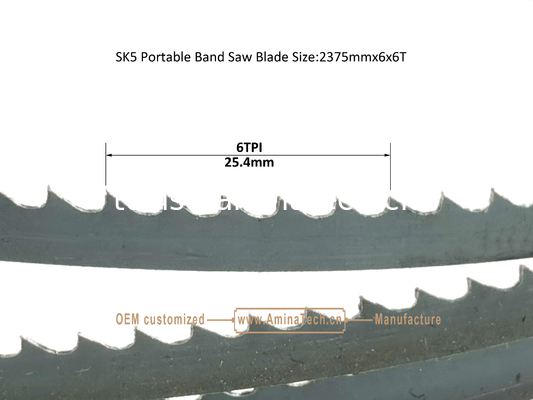 Lame de scie à ruban portable SK5 Taille : 2375mmx6x6T, Pour la coupe du bois et des métaux tendres fournisseur