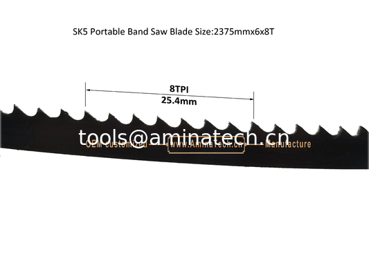 Lame de scie à ruban portable SK5 Taille : 2375mmx6x8T, Pour la coupe du bois et des métaux tendres fournisseur