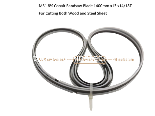 Lame de scie à ruban M51 8% Cobalt   1400mm x13 x14/18T   Pour couper le bois et la tôle d'acier fournisseur