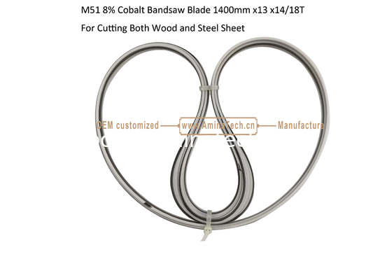 Lame de scie à ruban M51 8% Cobalt   1400mm x13 x14/18T   Pour couper le bois et la tôle d'acier fournisseur