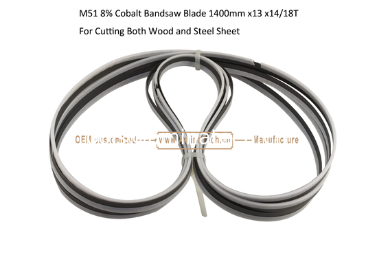 Lame de scie à ruban M51 8% Cobalt   1400mm x13 x14/18T   Pour couper le bois et la tôle d'acier fournisseur