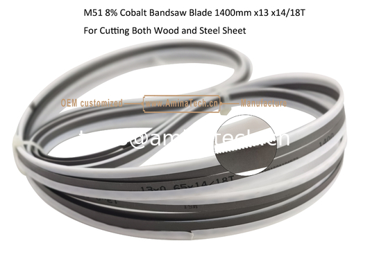 Lame de scie à ruban M51 8% Cobalt   1400mm x13 x14/18T   Pour couper le bois et la tôle d'acier fournisseur