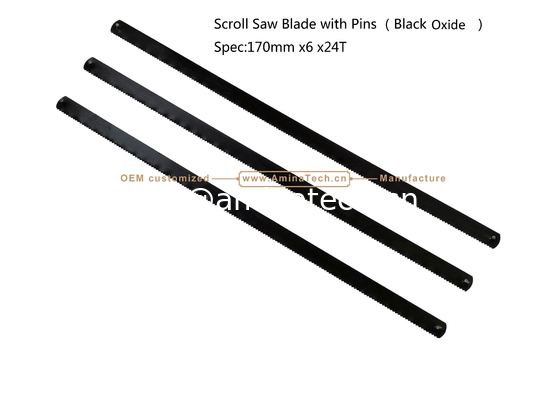 Lame de scie à chantourner avec broches (Oxyde noir) Spécifications: 170mmx6x24T Coupe du bois, du plastique, des métaux de faible dureté fournisseur