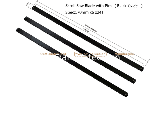 Lame de scie à chantourner avec broches (Oxyde noir) Spécifications: 170mmx6x24T Coupe du bois, du plastique, des métaux de faible dureté fournisseur