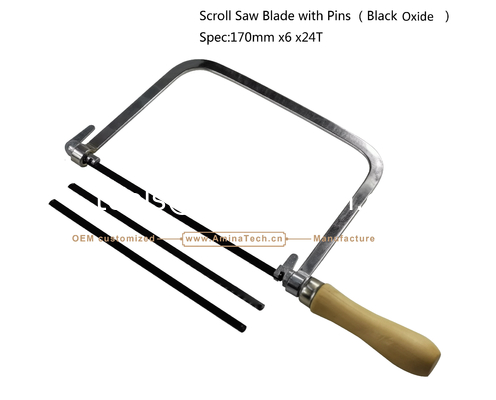 Lame de scie à chantourner avec broches (Oxyde noir) Spécifications: 170mmx6x24T Coupe du bois, du plastique, des métaux de faible dureté fournisseur