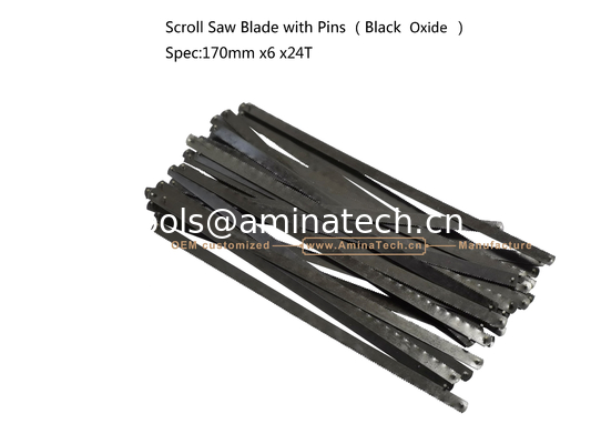 Lame de scie à chantourner avec broches (Oxyde noir) Spécifications: 170mmx6x24T Coupe du bois, du plastique, des métaux de faible dureté fournisseur