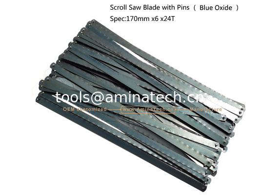 Scroll Saw Blade with Pins （Blue Oxide）Spec:170mmx6x24T Cutting wood,Plastic,Low-hardness metal fournisseur