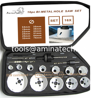 16PC Bi-Metal Hole Saw Kit,Power Tools,Drill Bits fournisseur