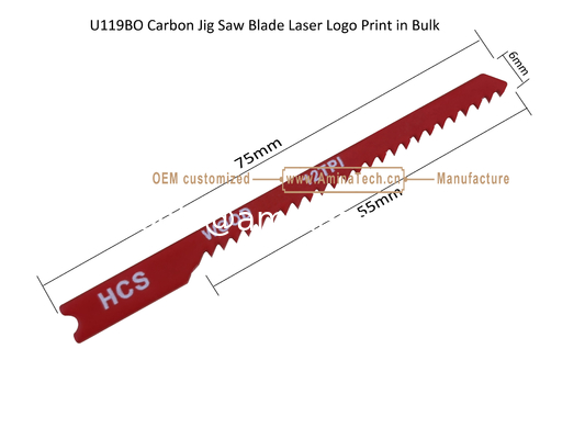 Lame de scie sauteuse en acier au carbone U119BO avec logo laser imprimé en gros, taille : 75 mm x 6 x 12T, pour la coupe du bois, lames de scie alternative fournisseur
