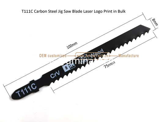 Lame de scie sauteuse en acier au carbone T111C, impression laser du logo en vrac, taille : 100 mm x 8 x 8T, pour la coupe du bois, lame de scie alternative fournisseur