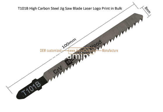 T101B Jig Saw Blade en acier au carbone Logo laser Imprimé en vrac: 100mmx8x10T, Coupe de bois, Lamelle de scie réciproque fournisseur