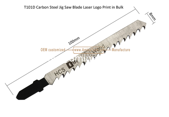 Lame de scie sauteuse en acier au carbone T101D, impression laser du logo en gros, dimensions : 100mm x 8 x 6T, pour la coupe du bois, emballage en boîte fournisseur